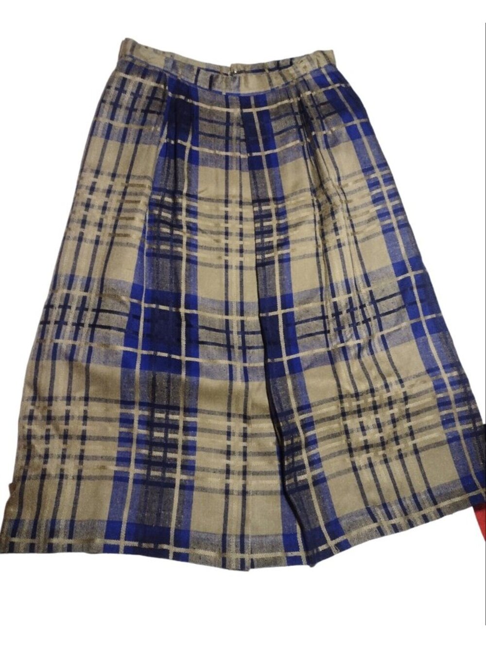 Vintage Austin Hill Wool Blend Plaid Midi Skirt 16 Academia Pockets Modest USA